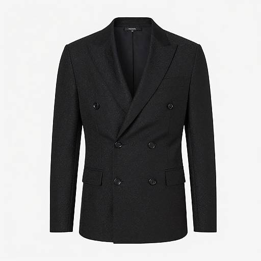 Black Flocked Jacquard Double Breasted Jacket