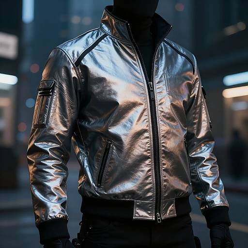 Futuristic Soldier in Metallic Sci-Fi Jacket