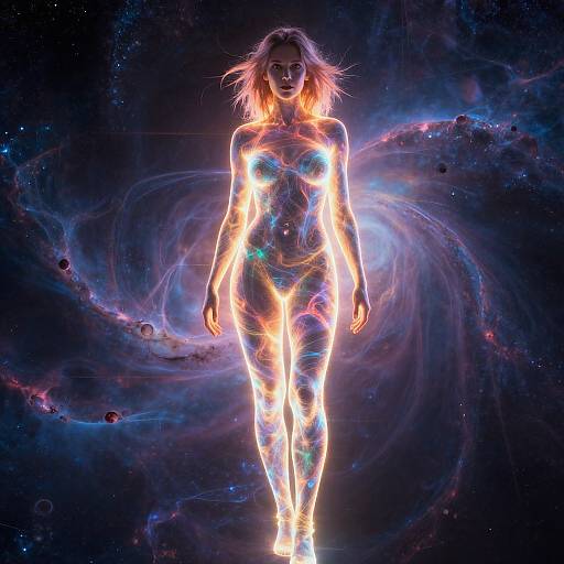 Glowing Woman in Nebula Fantasy
