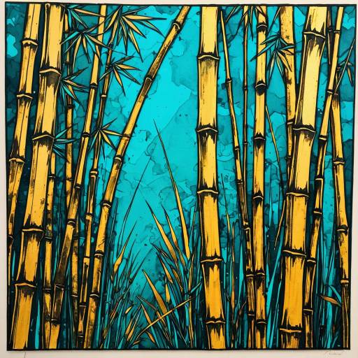 Vibrant Bamboo Silhouette with Gold Accents
