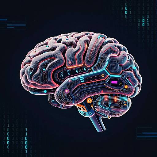 Neon Vector Robotic Brain Art