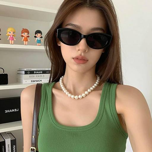 Chic Young Woman Portrait in Stylish Setting