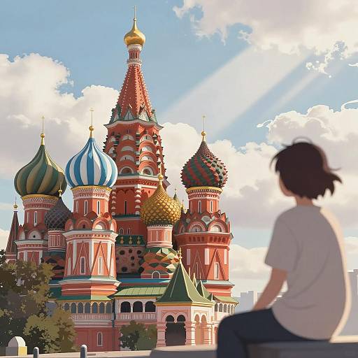 Vibrant Anime Cityscape with Sunlight