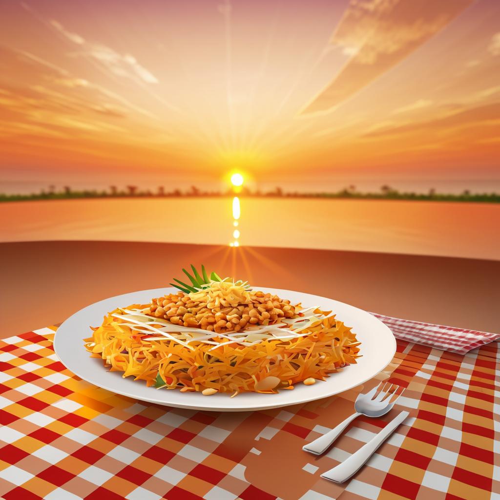 Elegant Sunset Dining with Pad Thai