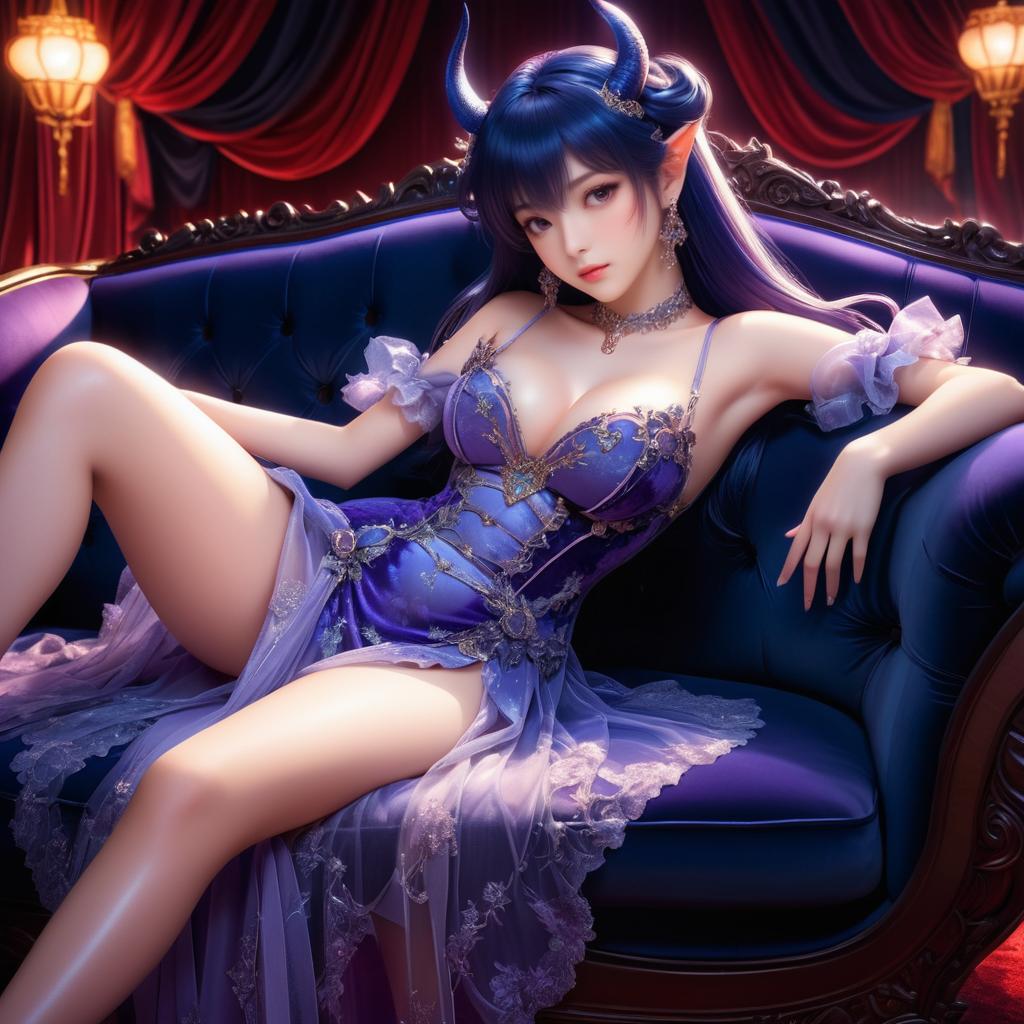 Seductive Demon Princess in Luxurious Setting