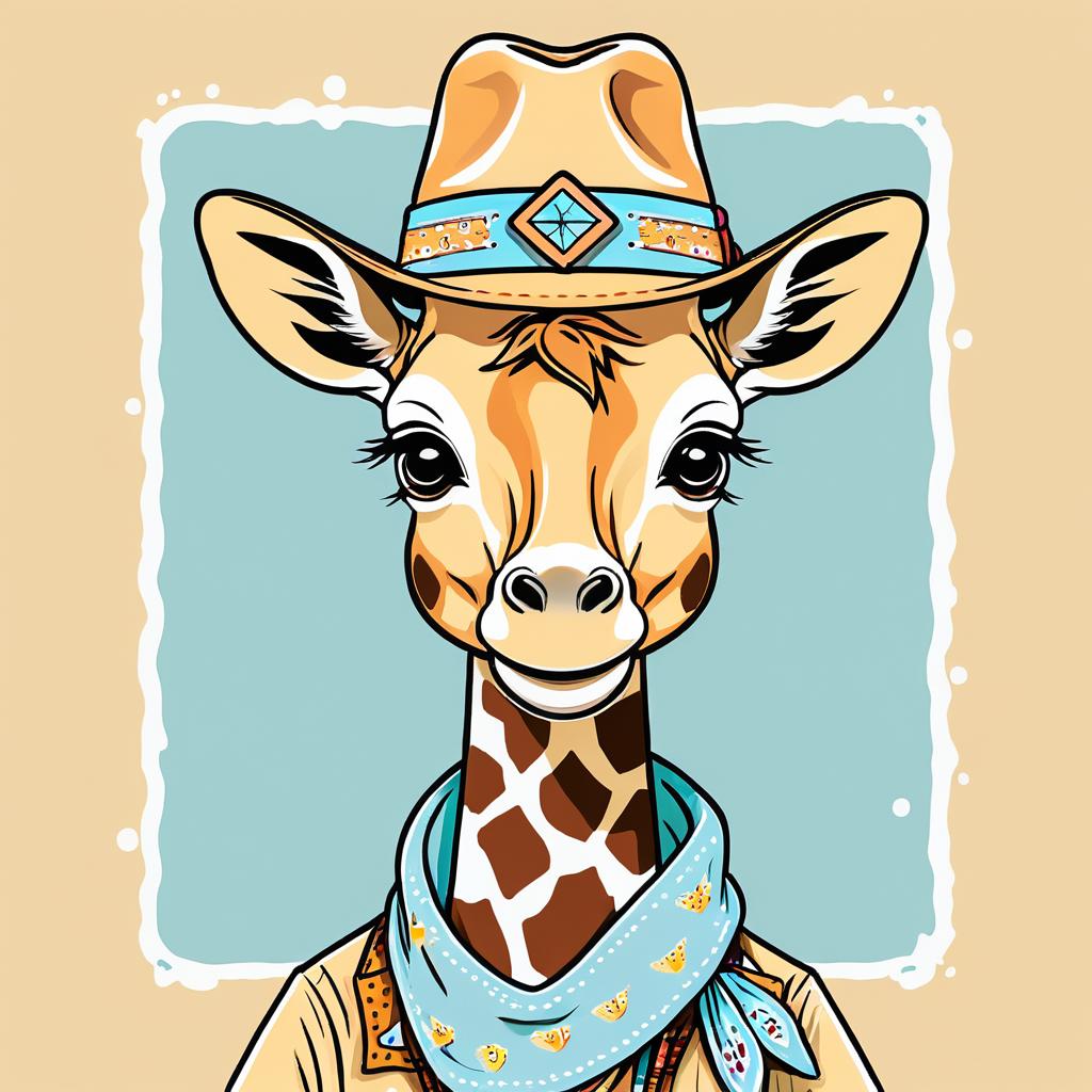 Whimsical Giraffe in Cowboy Attire