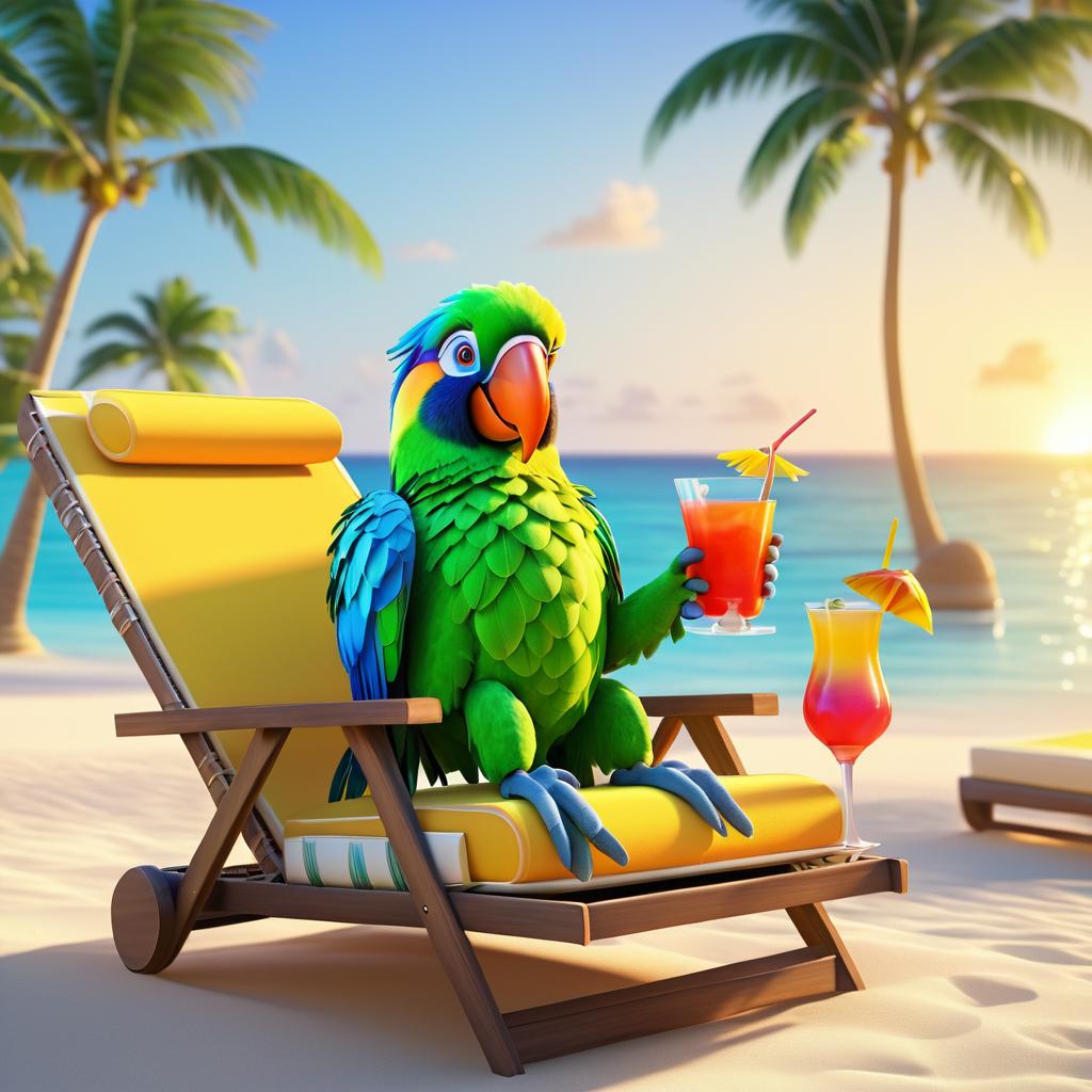 Paradise Vibes: A Parrot's Beach Day