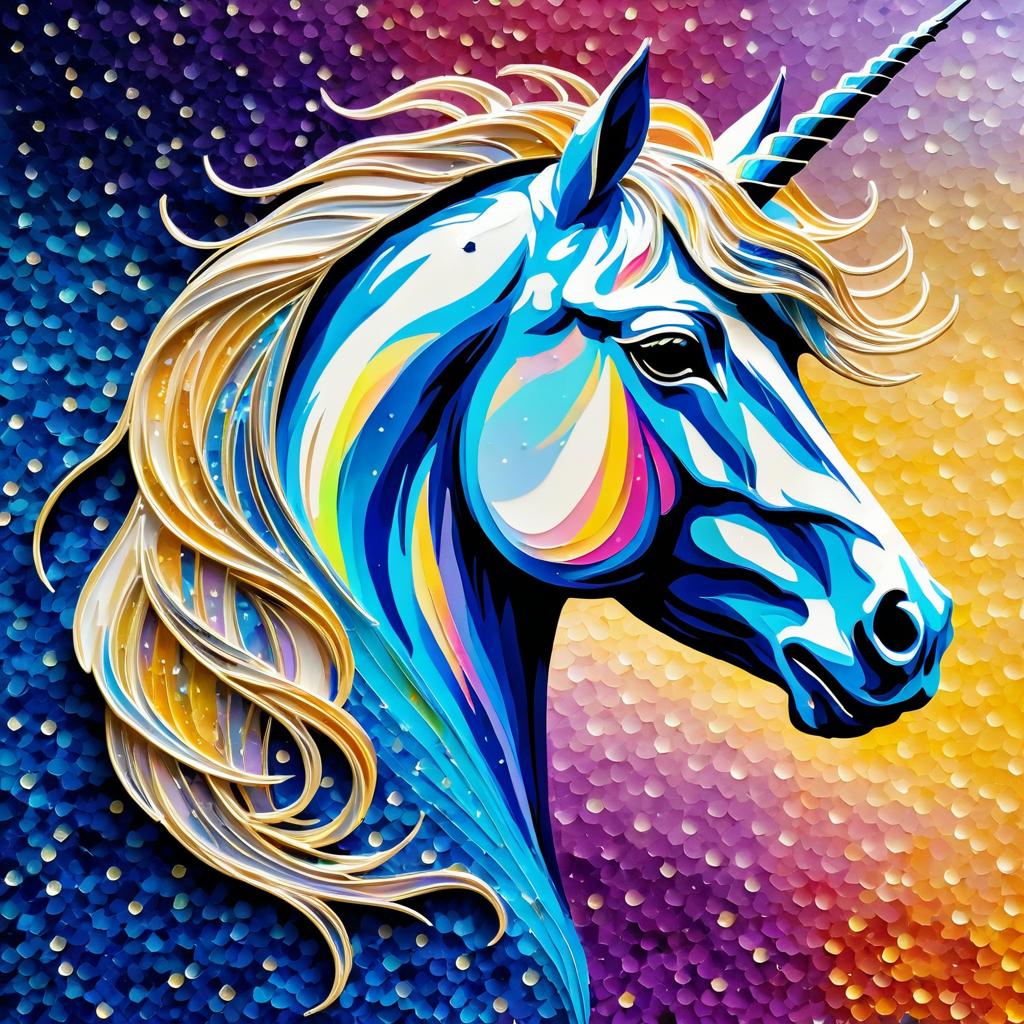 Impressionist Diamond Unicorn Portrait