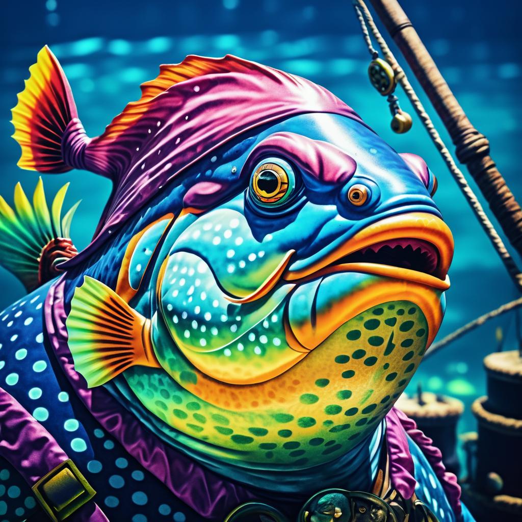 Vibrant Pirate Fish in Nostalgic Style