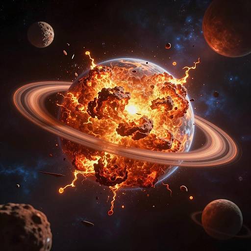 Explosive Planet in Vibrant Cosmic Space