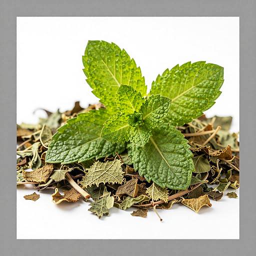 Close-Up Fresh and Dried Mint Leaves