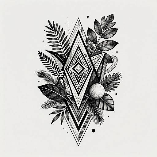 Geometric Nature Futuristic Tattoo Design
