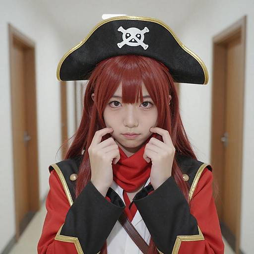 Young Pirate in Red and Black Attire