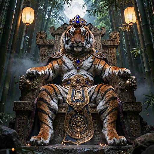 Tiger Empress in Moonlit Bamboo Grove