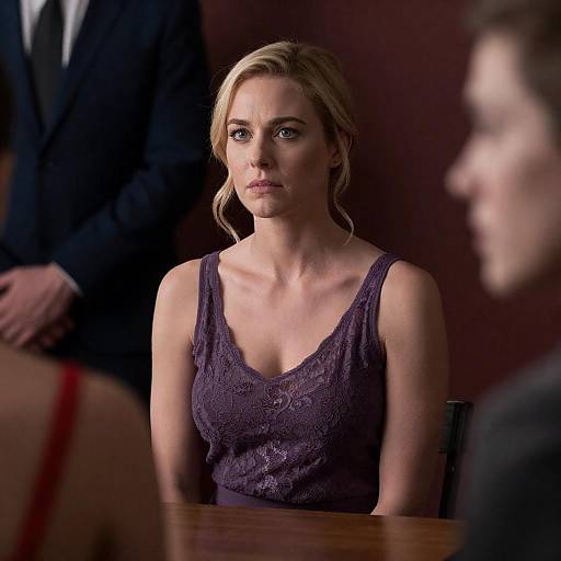 Pensive Blonde Woman at a Table