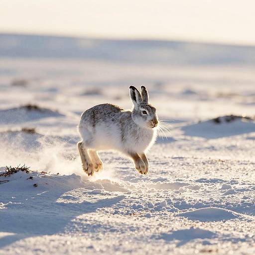 Arctic Hare Mid-Hop at Dawn