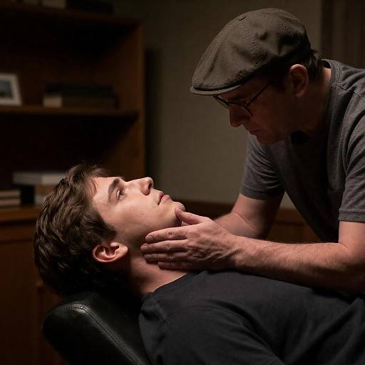 Intense Portrait in Dimly Lit Room