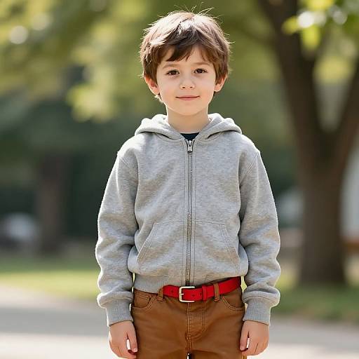 Confident Boy in Casual Outdoor Setting