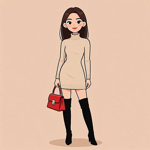 Smiling Woman in Minimalist Beige Dress