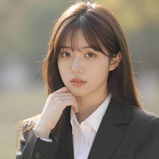 Serene Asian Woman in Elegant Attire