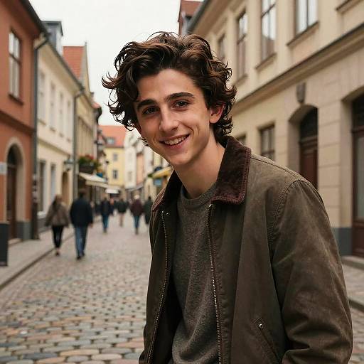 Eerie Timothee Chalamet in Old European Street