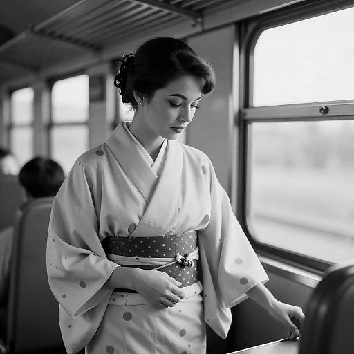 Vintage Pin-Up Woman on a Train