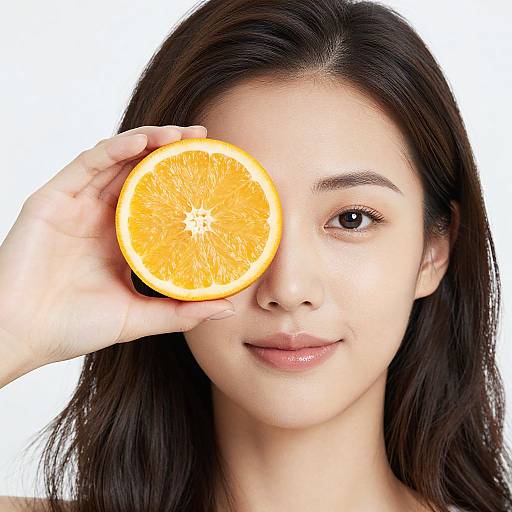 Woman Holding Citrus Over Eye