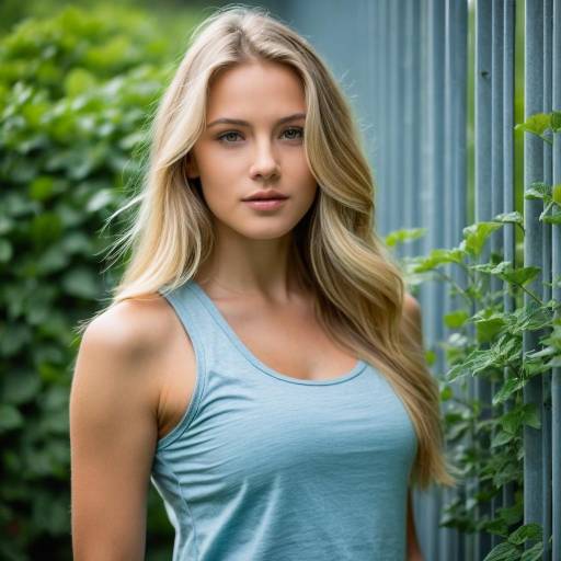 Blonde Woman in Casual Tank Top Outdoors