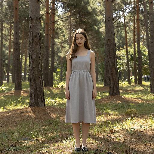 Sunlit Forest Portrait of Young Woman