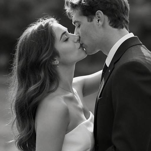 Black and White Couple Kissing