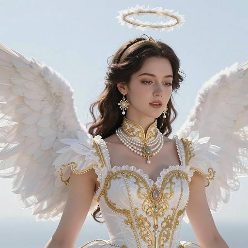 Ethereal Angelic Woman in Fantasy Costume