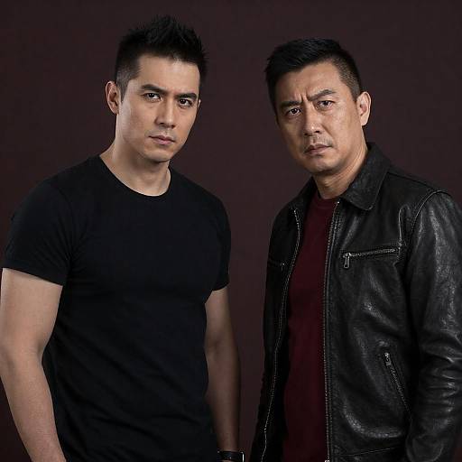 Intense Duo Against Dark Wall