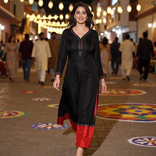 Fashionable Woman in Festive Jaipur Night