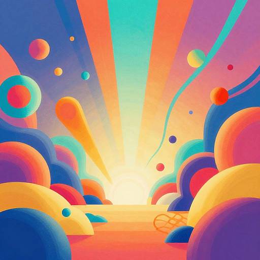 Surreal Dreamscape with Vibrant Abstract Shapes