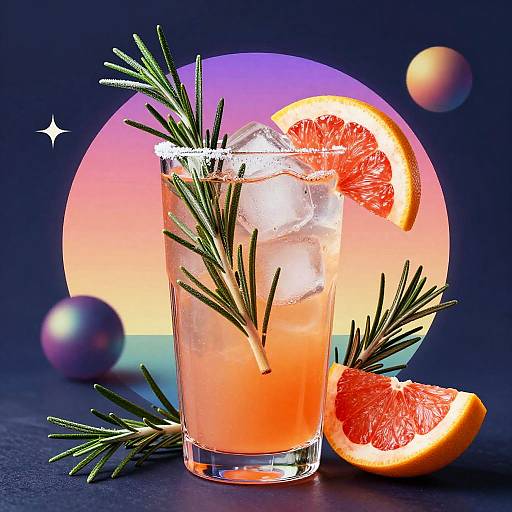 Retro-Futuristic Iced Rosemary Grapefruit Spritz