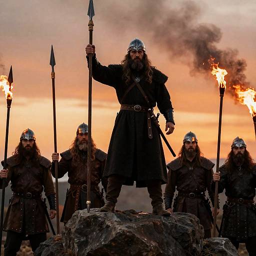 Viking Warriors in Intense Battle Setting