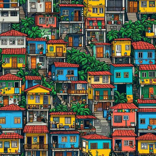 Colorful Rio de Janeiro Favela Cartoon Background