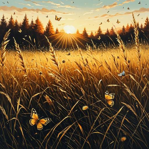 Enchanted Autumn Meadow at Sunset