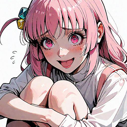 Pink-Haired Bocchi Nervous Hug Pose