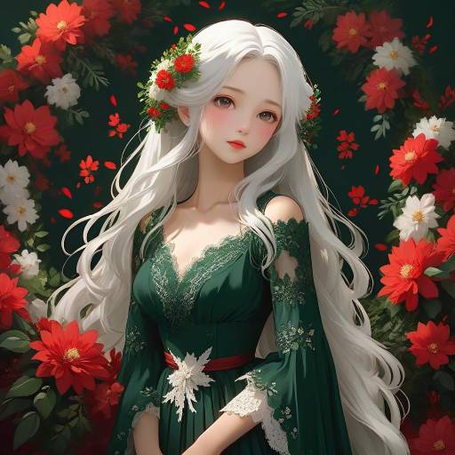 Ethereal Anime Beauty in Floral Elegance