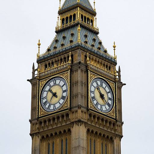 Ornate Gothic Clock Tower with Gold Accents