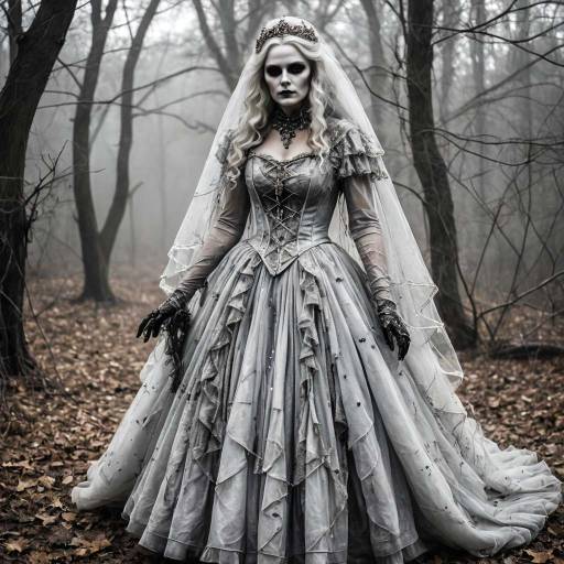Ethereal Ghost in Tattered Halloween Gown