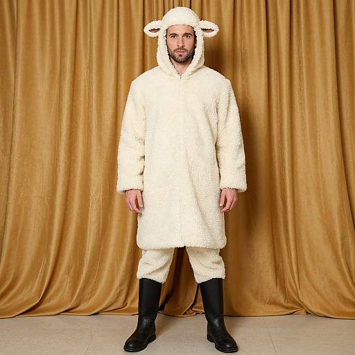 Man in Sheepskin Costume Portrait