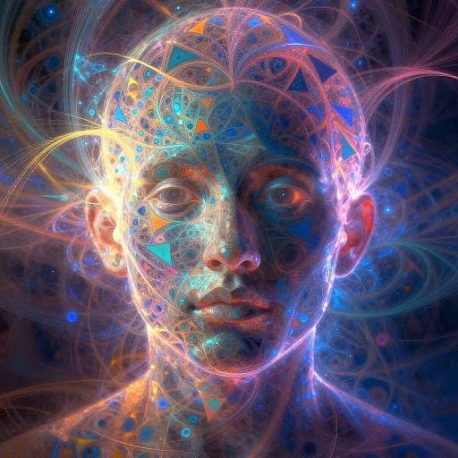 Abstract AI Portrait with Fractal Patterns