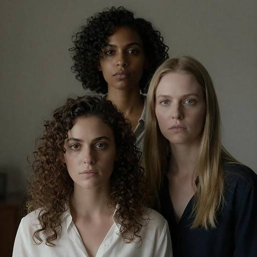Three Women in Dimly Lit Room