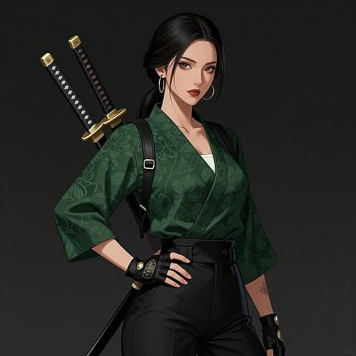 Realistic Portrait of an Asian Warrior Woman