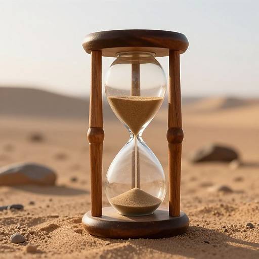 Solemn Hourglass in Desert Landscape