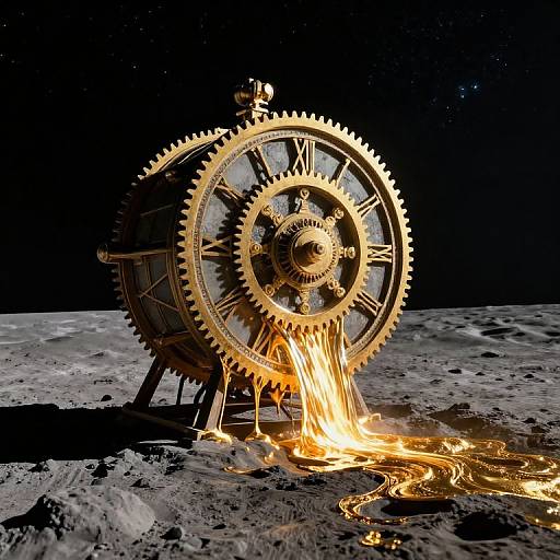 Surreal Lunar Clockwork Scene