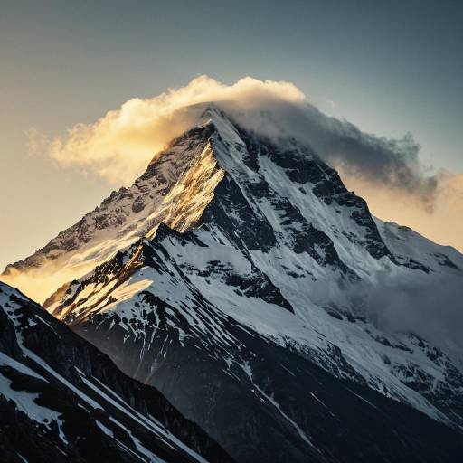 Majestic Snowy Mountain Peak at Golden Hour