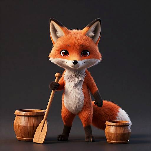 Ultra-Realistic 3D Chibi Fox Art